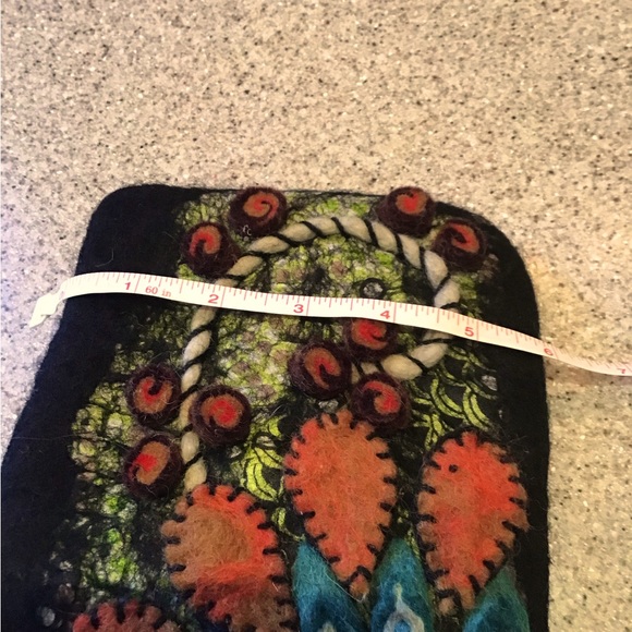 Rising Tide Wool Zip Pouch Clutch Accessory Bag Handmade Floral - Picture 6 of 8